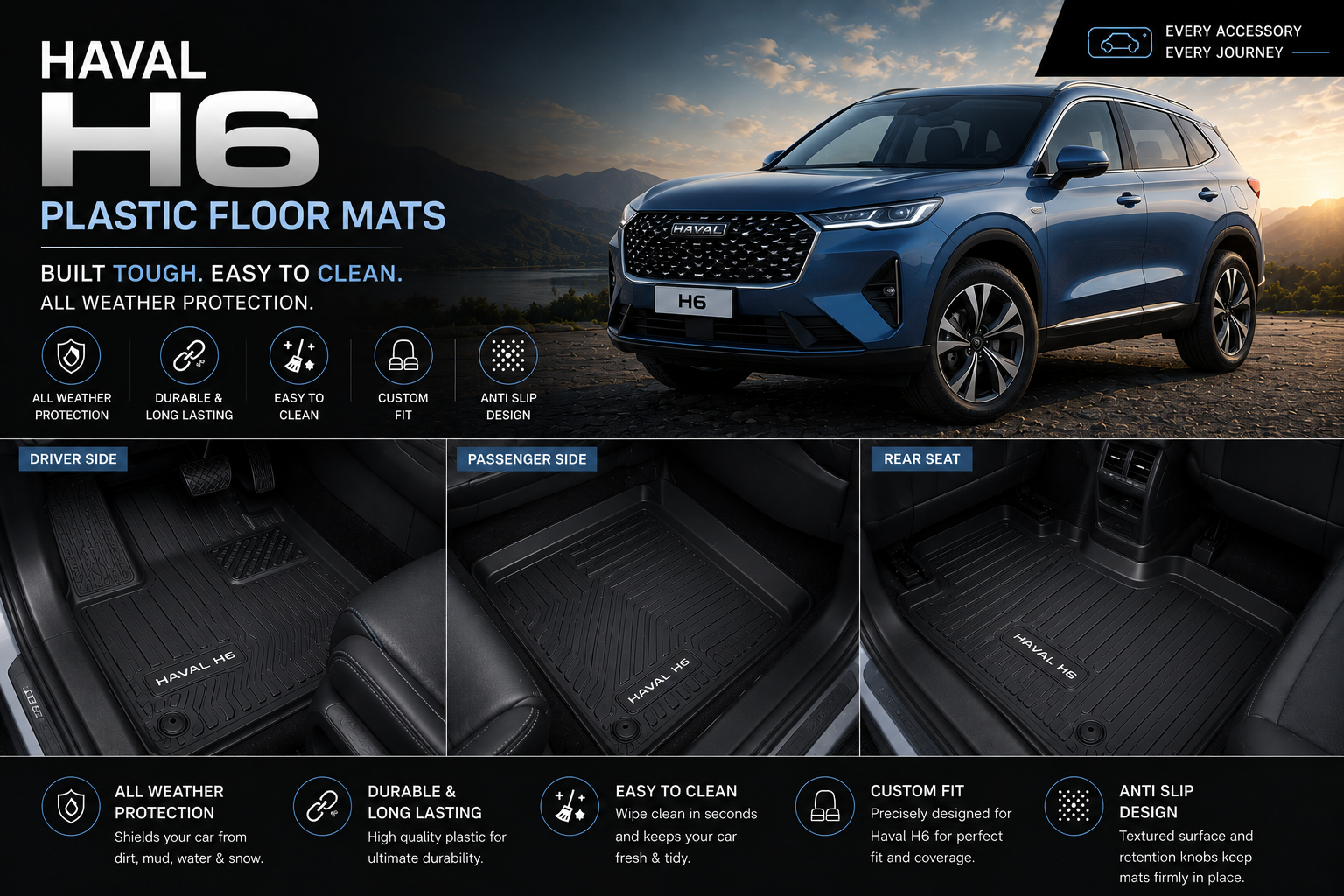 Haval H6 Premium TPE Floor Mats Custom Fit All Weather Car Mats