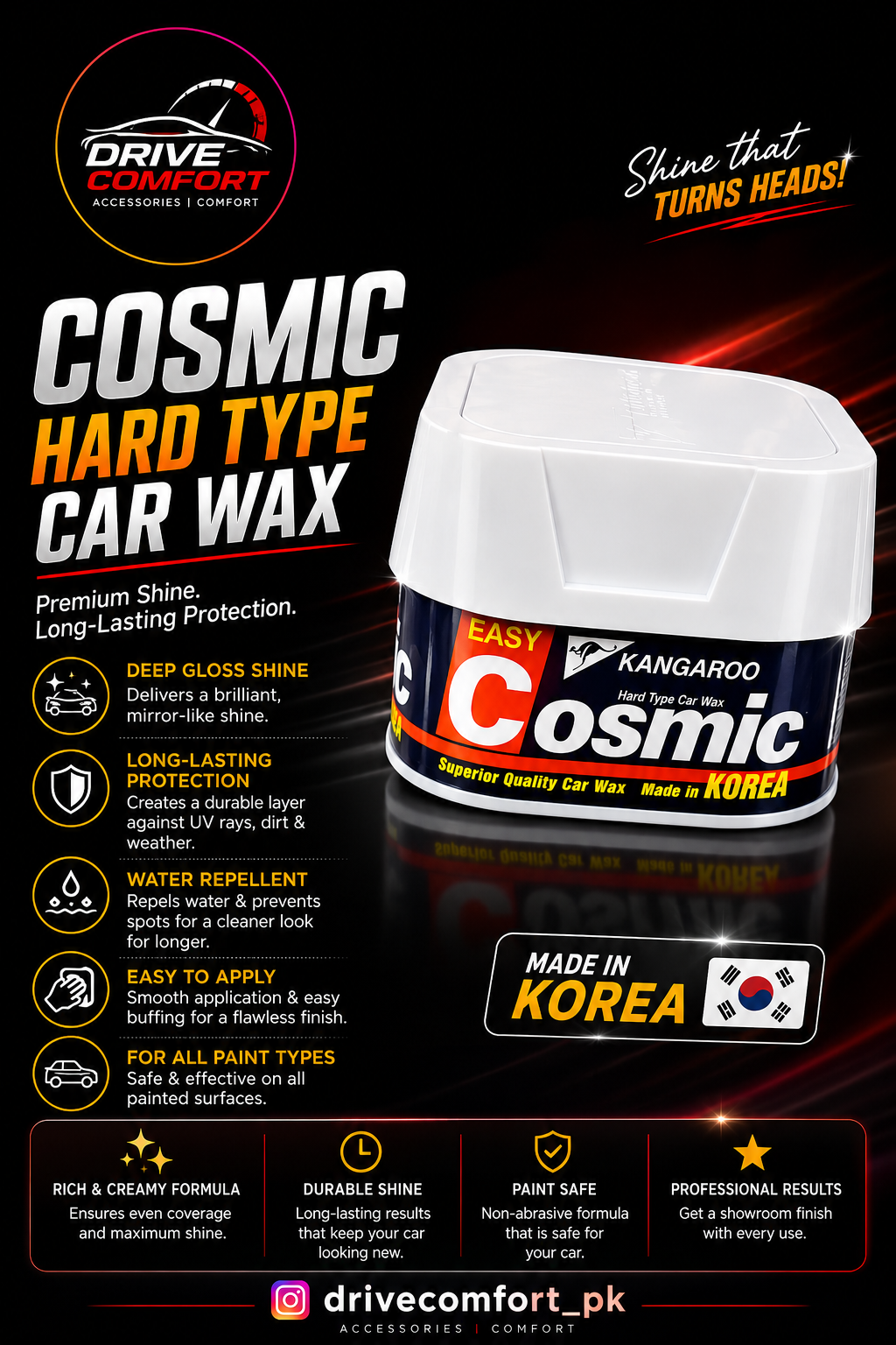 Kangaroo Cosmic Hard Type Car Wax – Premium High Gloss Paint Protection
