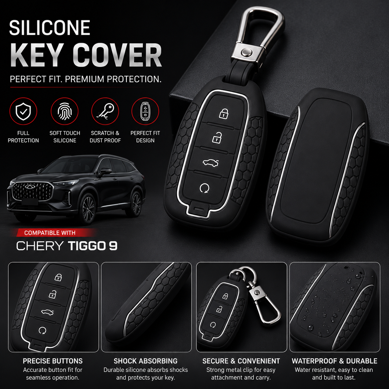 Chery Tiggo 9 Silicon Key Cover – Flexible Soft Protection Case