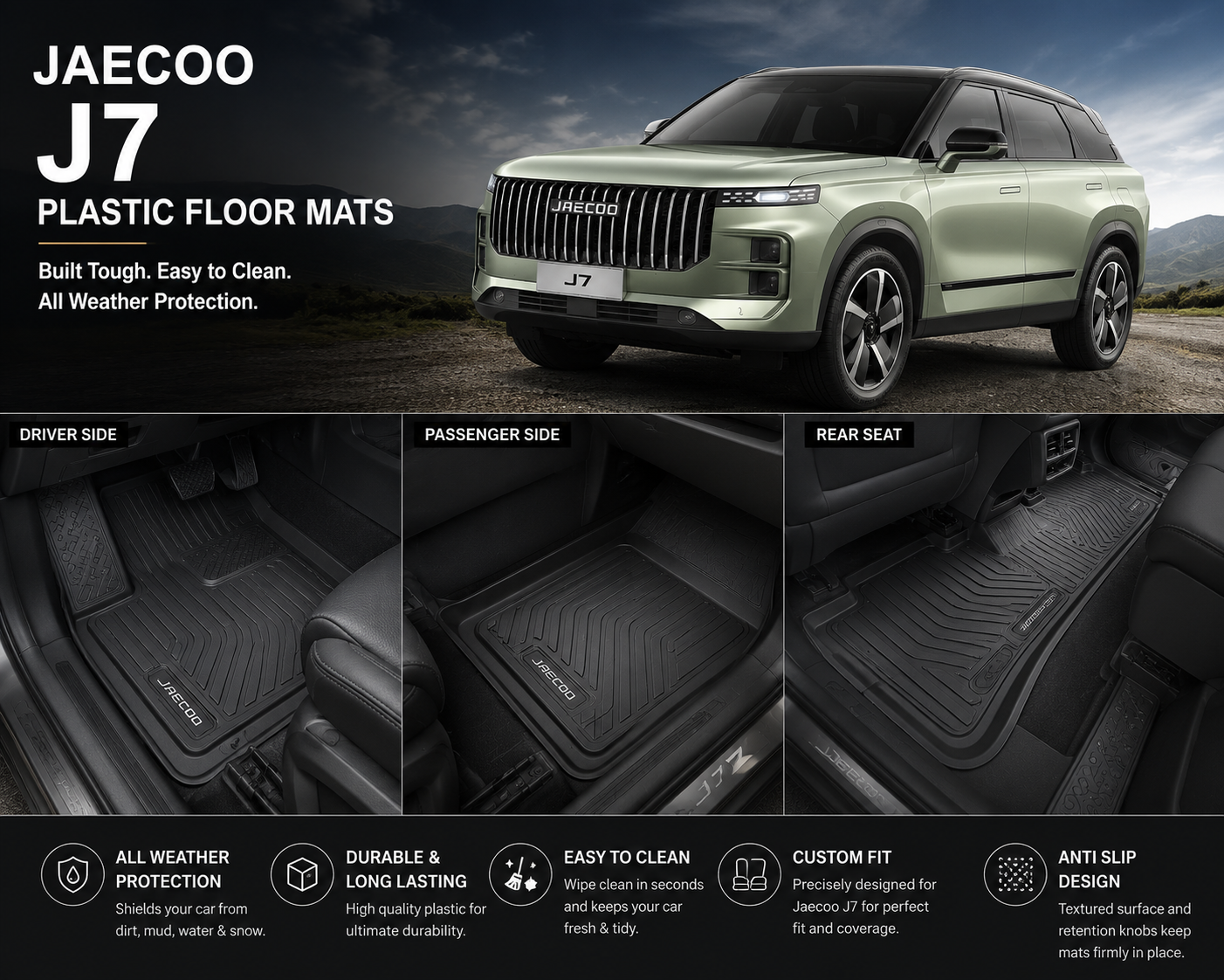 Jaecoo J7 Premium TPE Floor Mats Custom Fit All Weather Car Mats