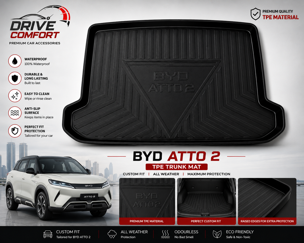 BYD Atto 2 TPE Trunk Mat – Premium Plastic Boot Protection
