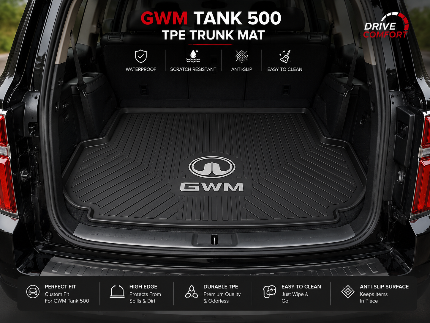 GWM Tank 500 TPE Trunk Mat – Premium Plastic Boot Protection