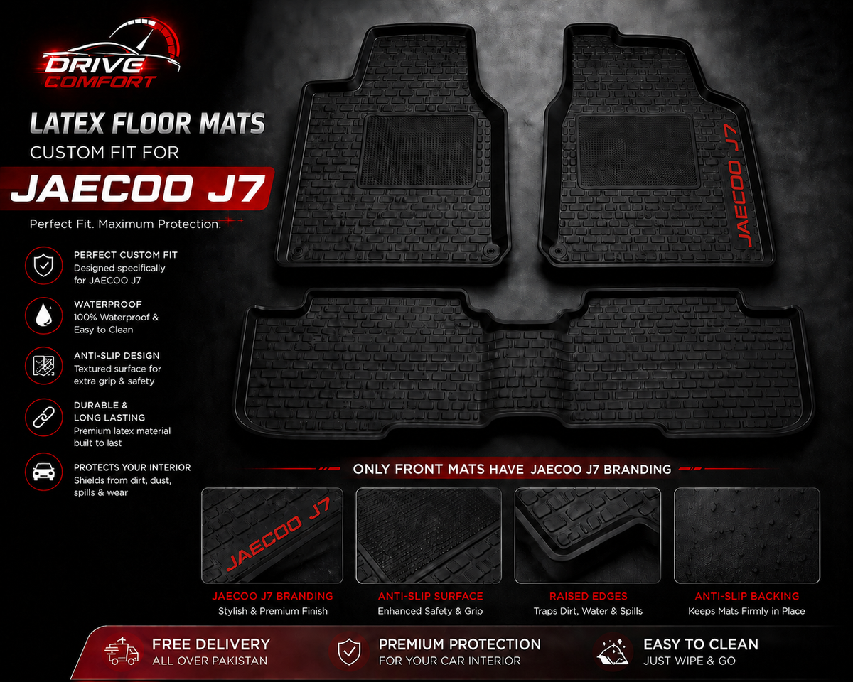 Jaecoo J7 Custom-Fit Latex Floor Mats – Black