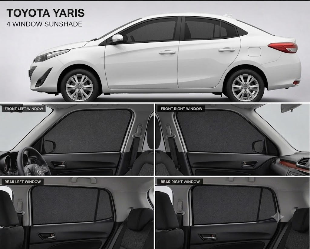 Toyota Yaris Car Window Sun Shades Black 4 Piece UV Protection Set Without Logo