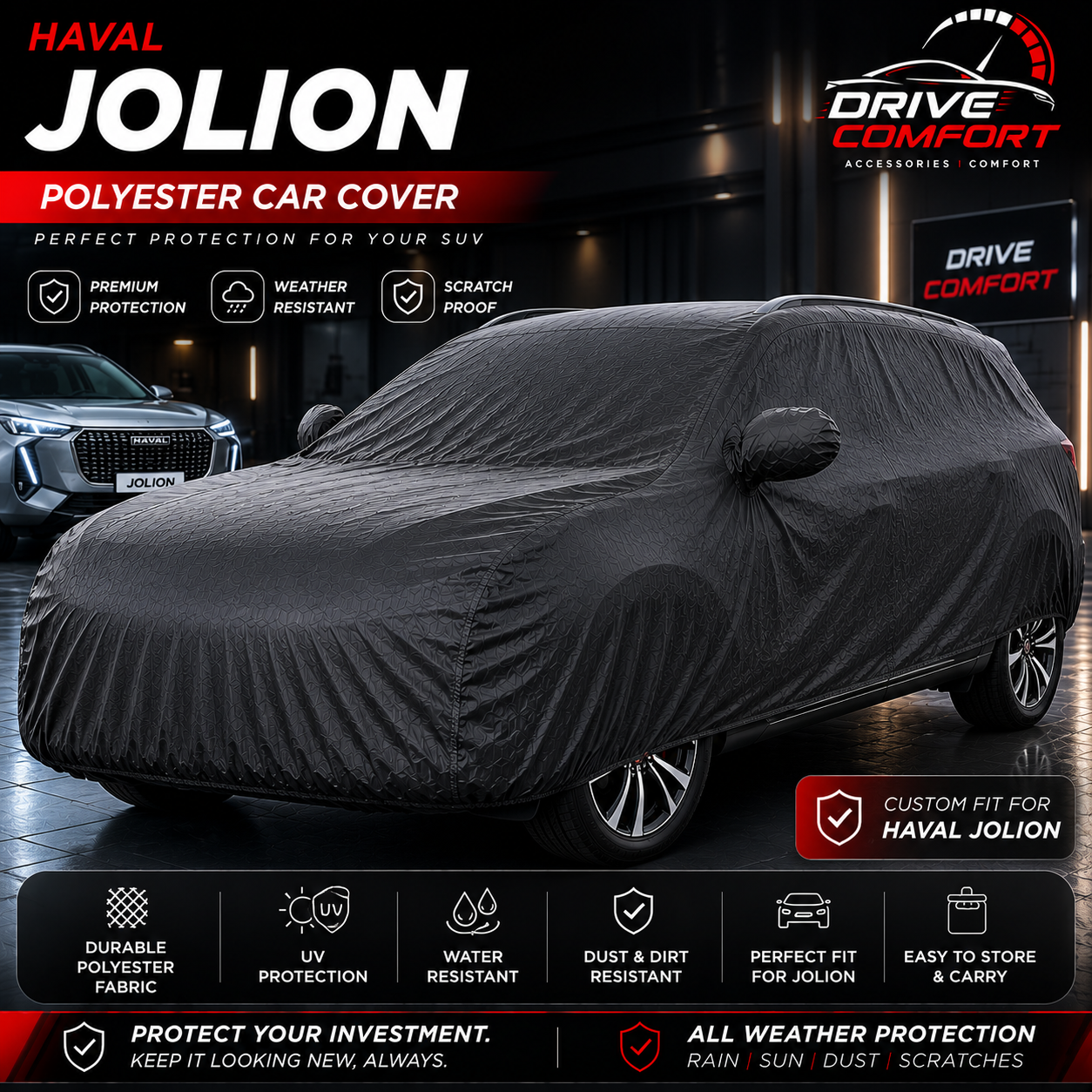 Haval Jolion Polyester Car Top Cover – Premium All Weather Protection