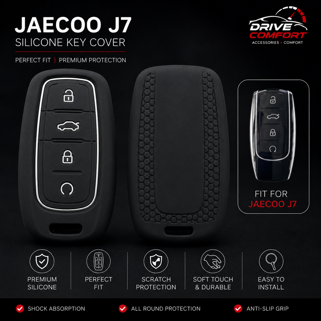 Jaecoo J7 Silicon Key Cover – Flexible Soft Protection Case