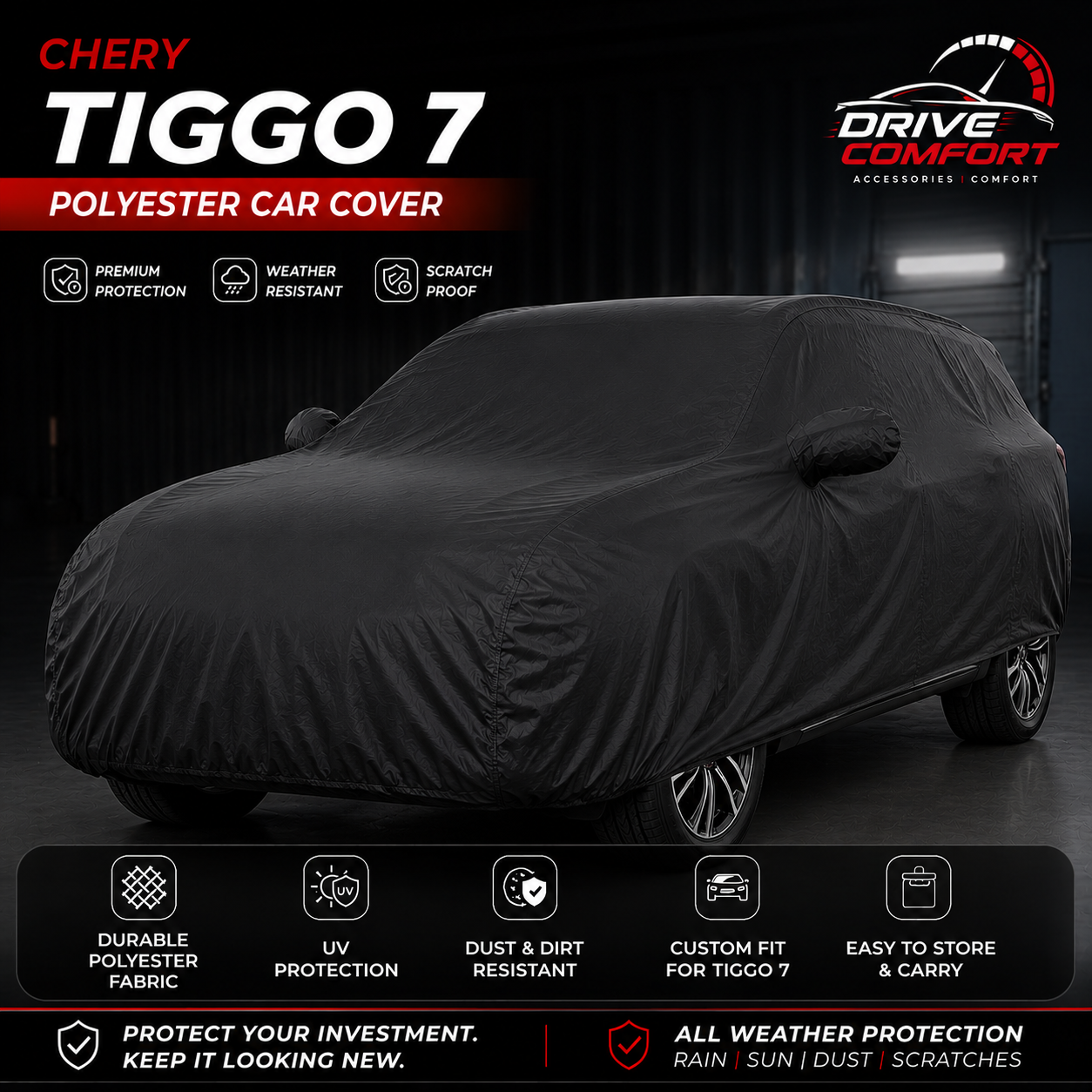 Chery Tiggo 7 Polyester Car Top Cover – Premium All Weather Protection