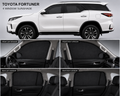 Toyota Fortuner Car Window Sun Shades Black 4 Piece UV Protection Set With Logo