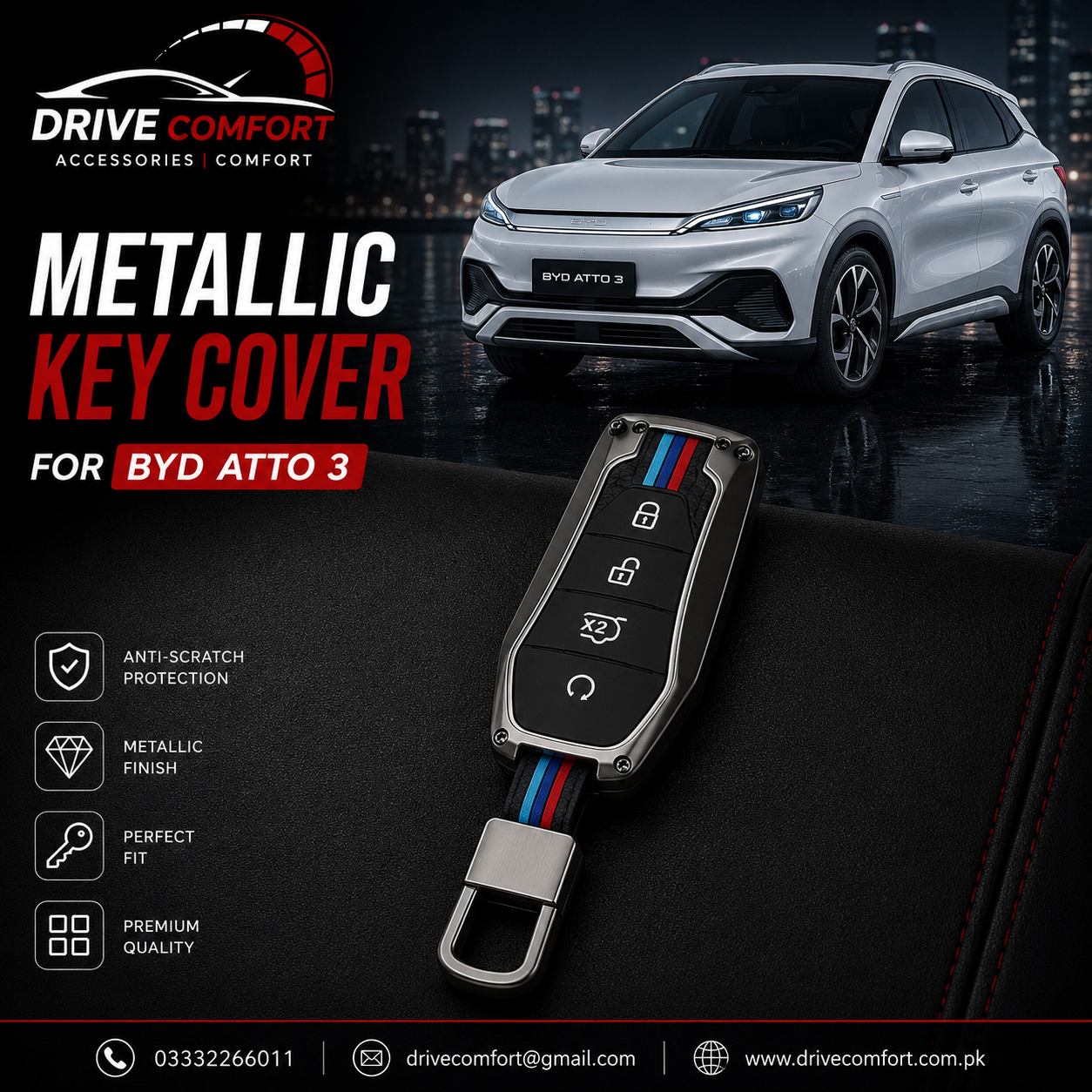 BYD Atto 3 Metallic Casing Key Cover – Best Protection