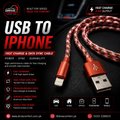 USB to iPhone (Lightning) Fast Charge & Data Sync Cable – 2.4A High Speed Braided Cable with Aluminum Connectors