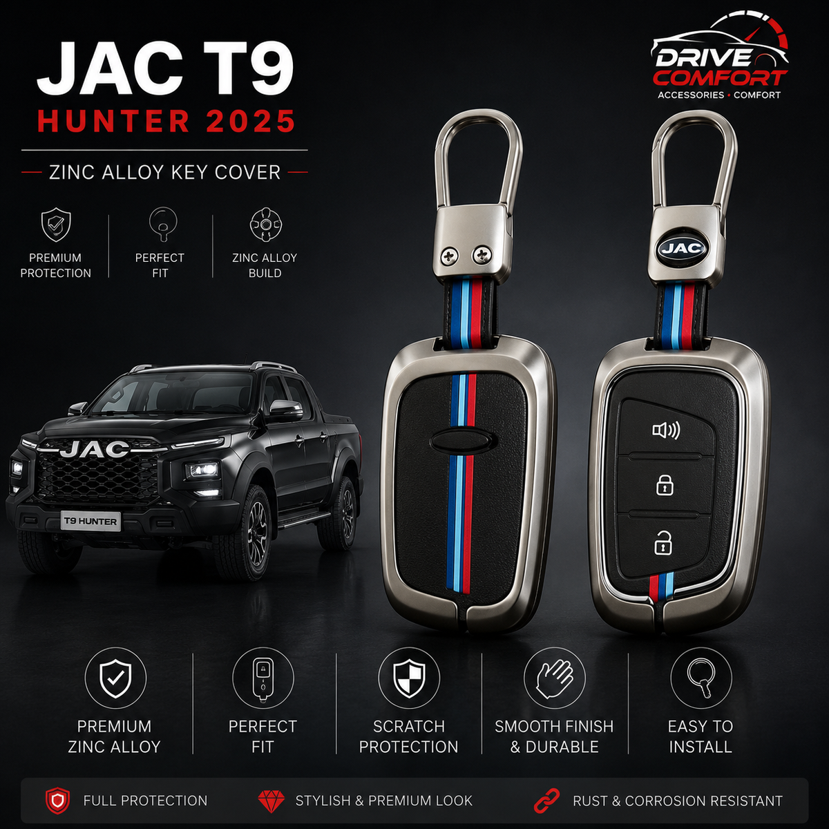 JAC T9 Metallic Casing Key Cover – Best Protection