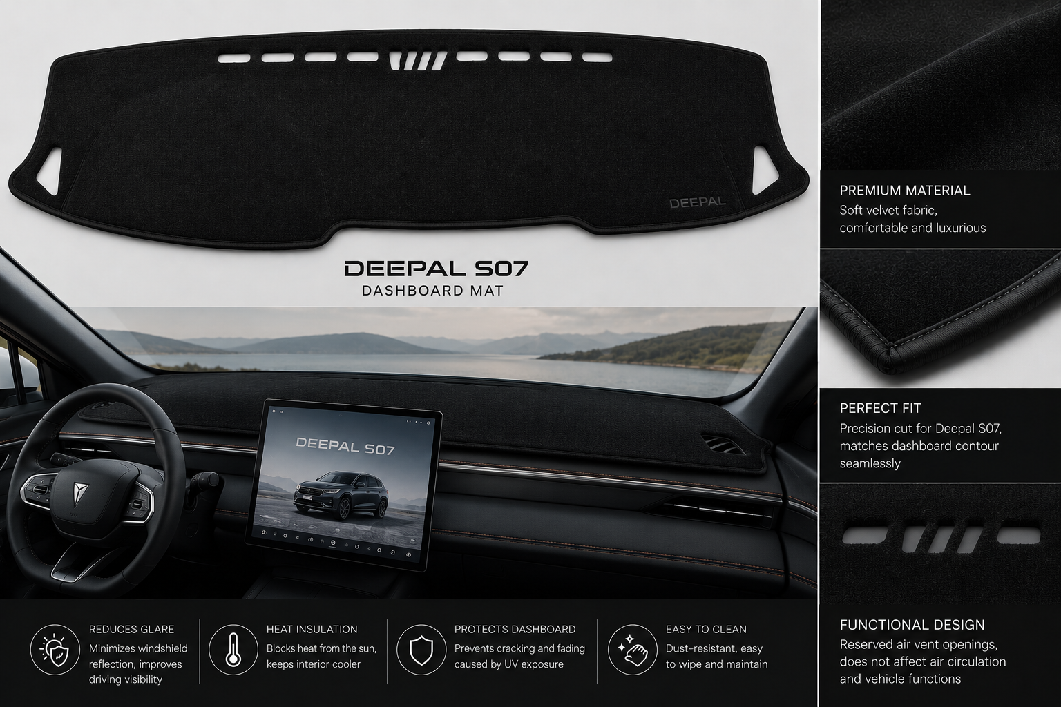 Deepal S07 Dashboard Mat Soft Velvet Fabric Sun Protection Cover