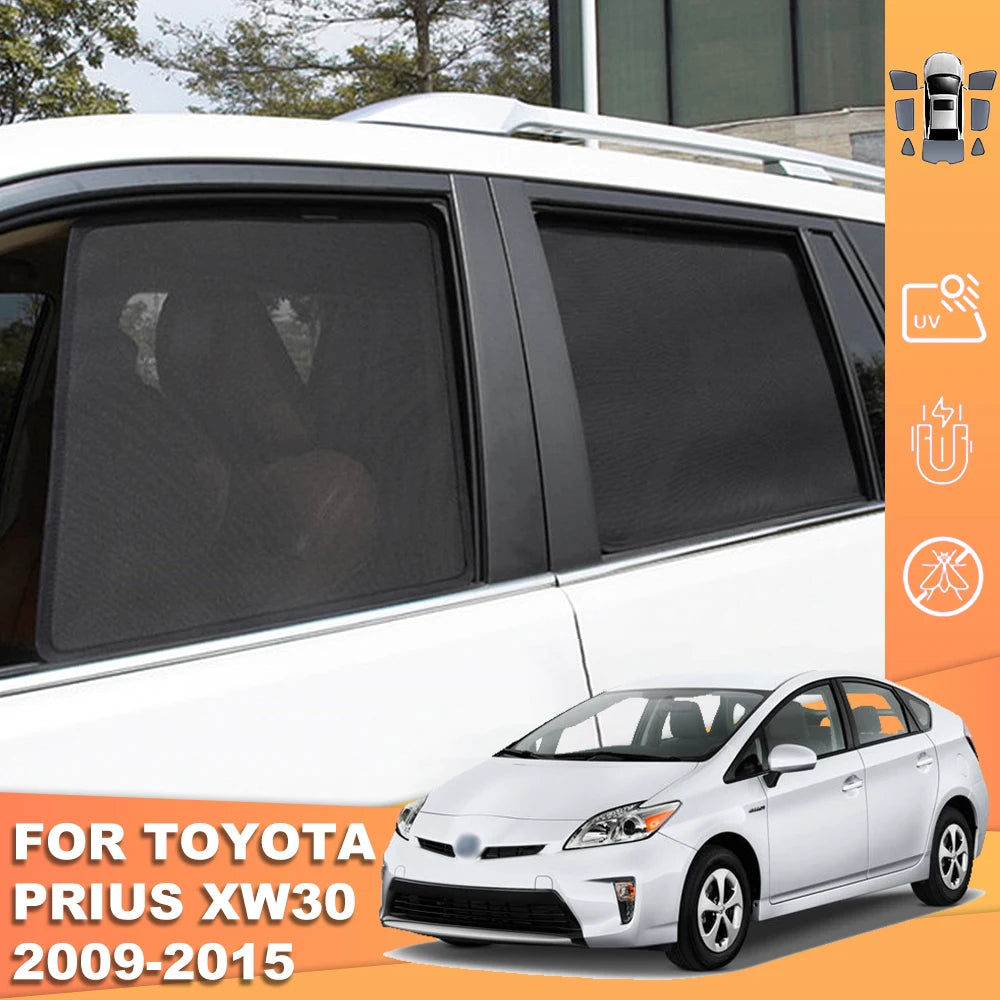 Toyota Prius Car Window Sun Shades Black 4 Piece Set With Logo