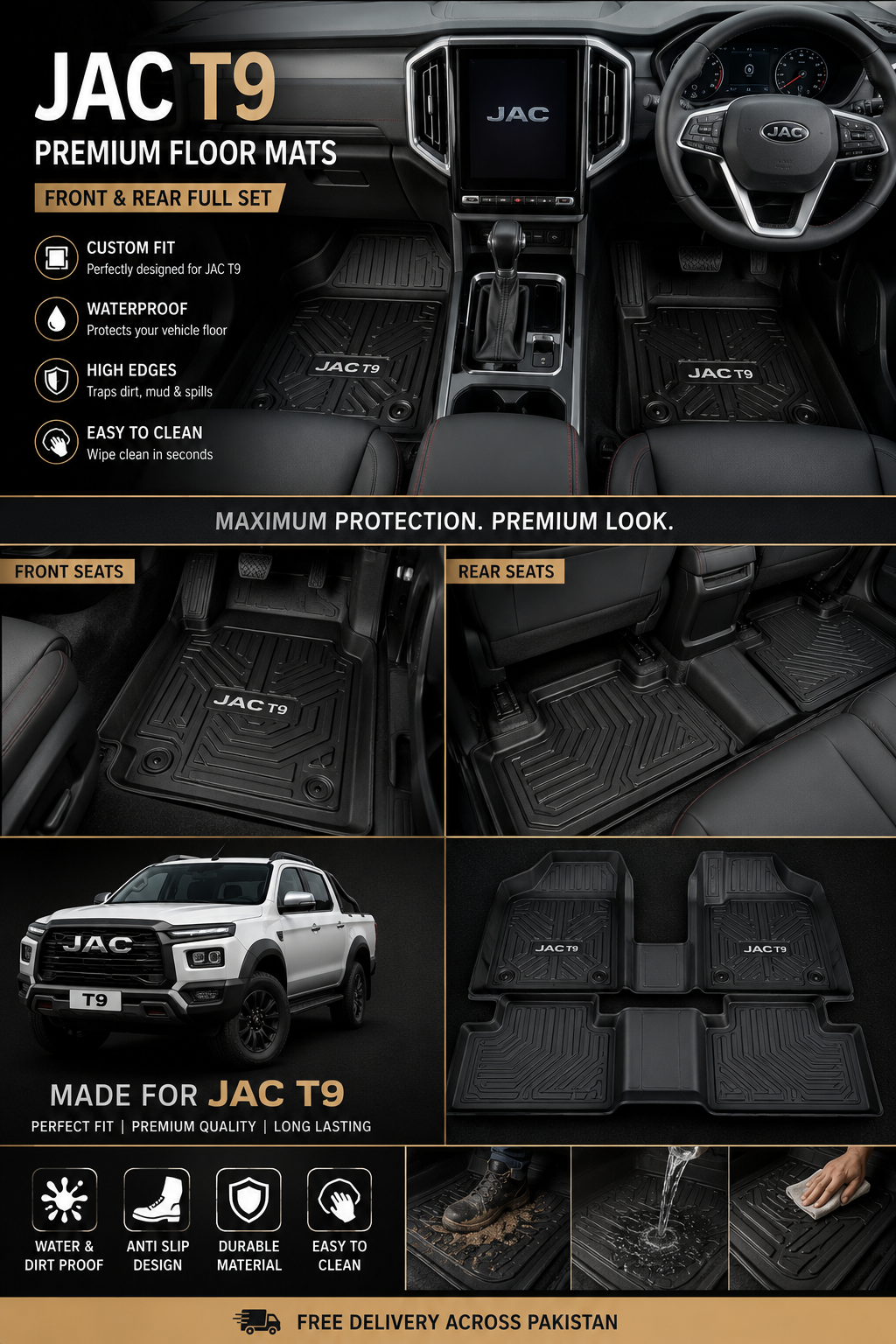 JAC T9 Premium TPE Floor Mats Custom Fit All Weather Car Mats