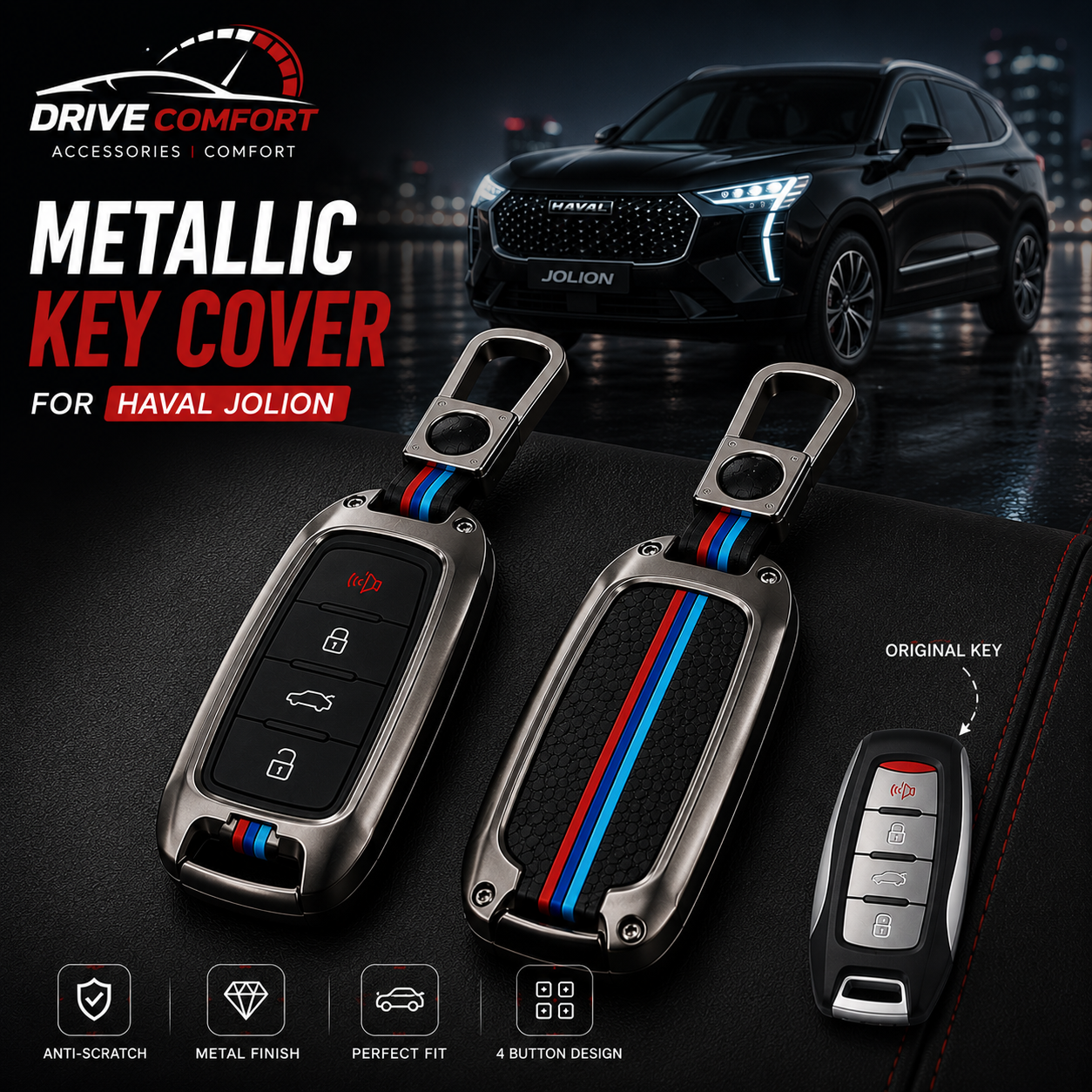Haval Jolion Metallic Casing Key Cover – Best Protection