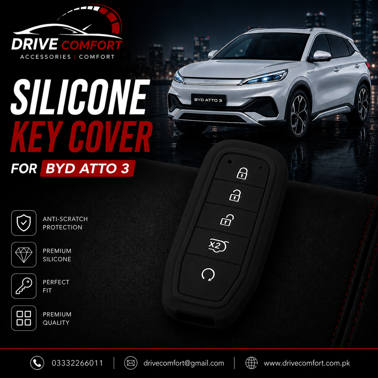 BYD Atto 3 Silicon Key Cover – Flexible Soft Protection Case