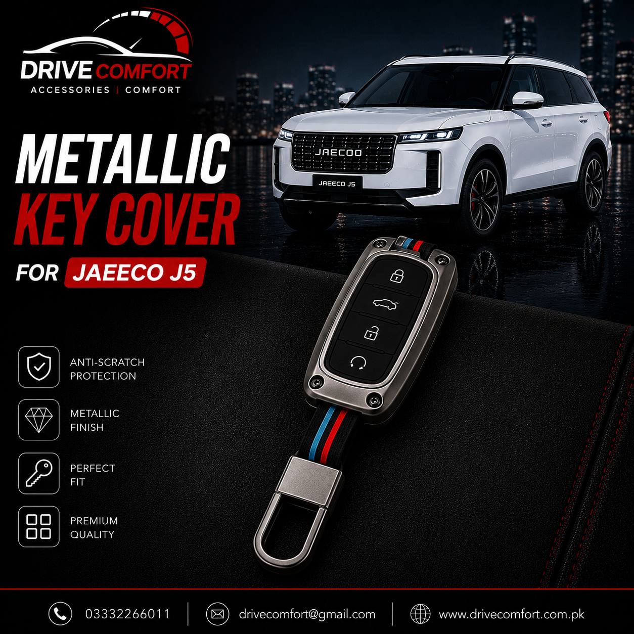 Jaecoo J5 Metallic Casing Key Cover – Best Protection