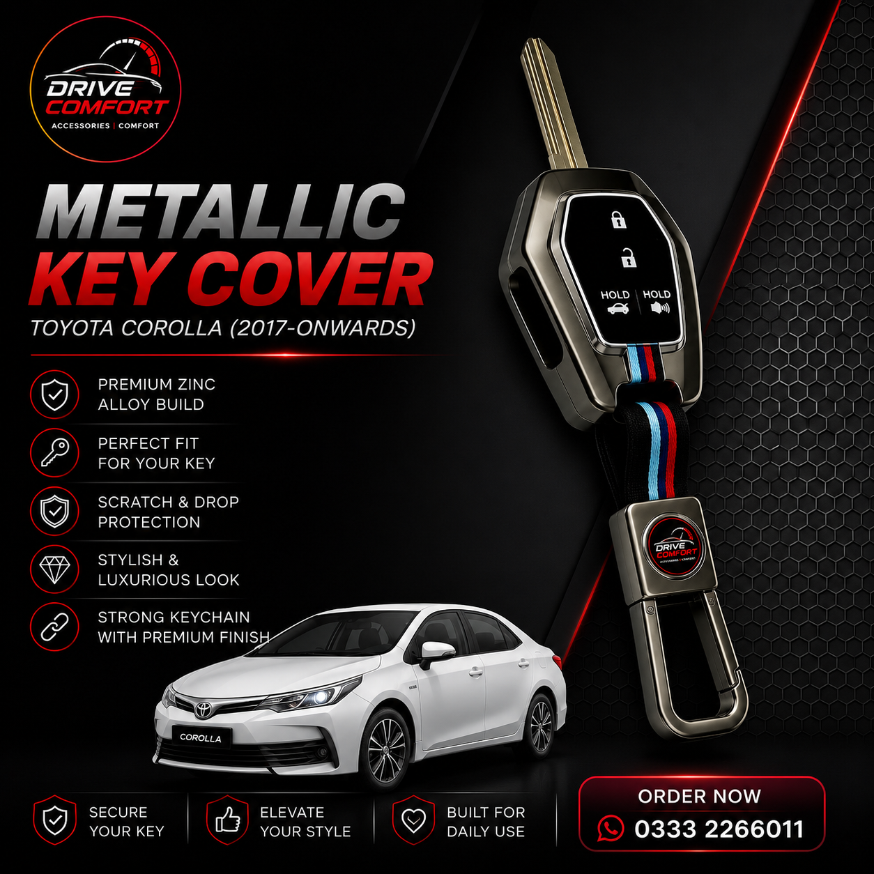 Toyota Corolla Cross Metallic Casing Key Cover – Best Protection