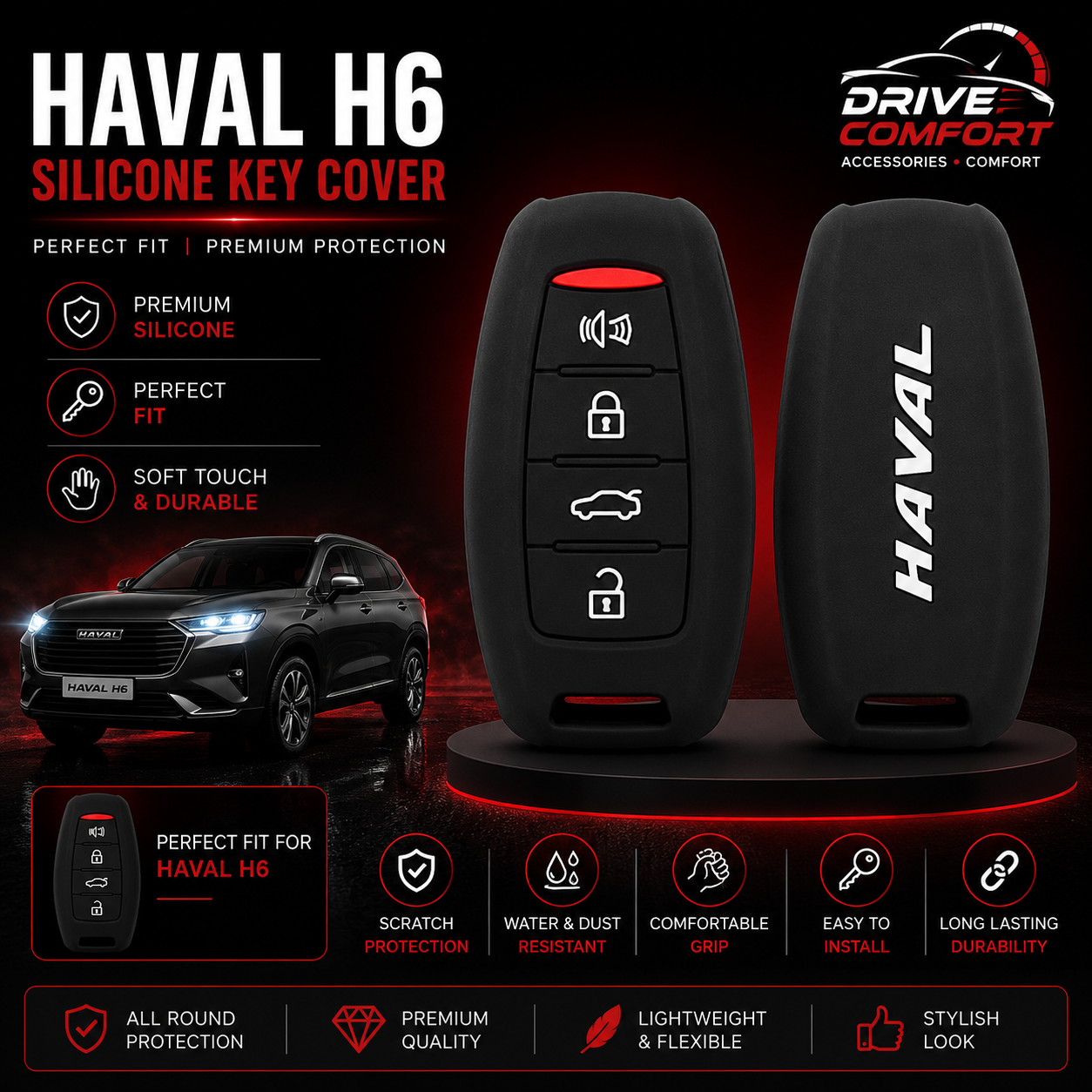 Haval H6 Silicon Key Cover – Flexible Soft Protection Case