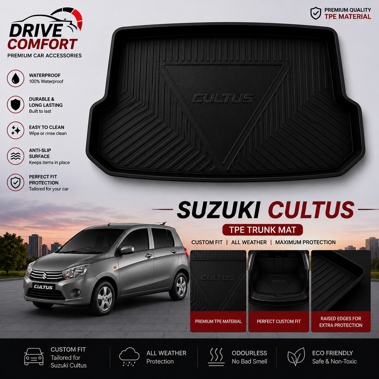 Suzuki Cultus TPE Trunk Mat – Premium Plastic Boot Protection