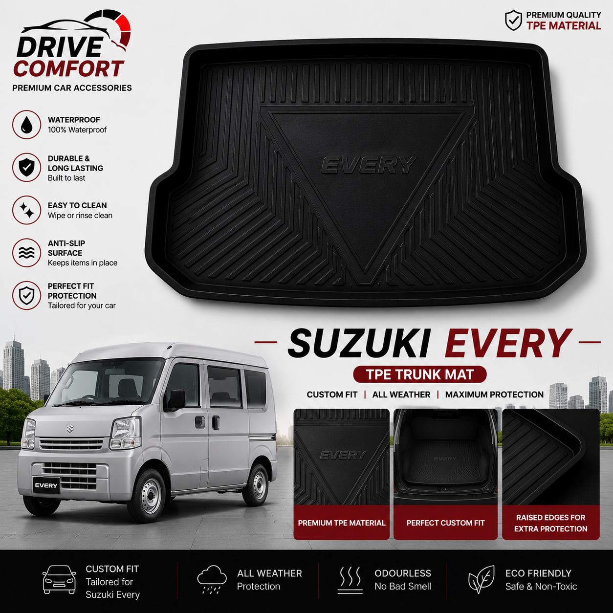 Suzuki Every TPE Trunk Mat – Premium Plastic Boot Protection