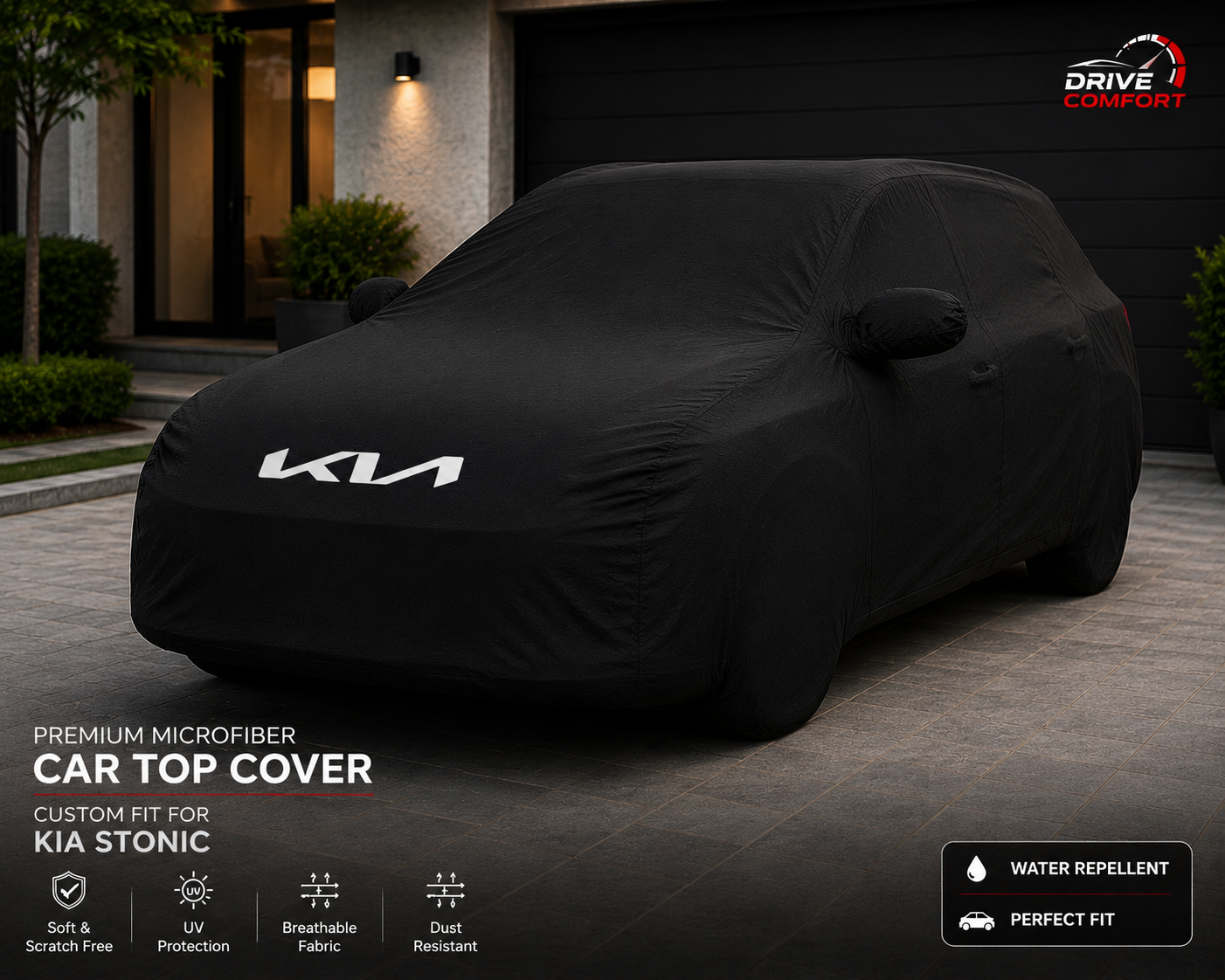 Kia Stonic Microfiber Top Cover with Kia Logo – Premium Inner & Outer Protection