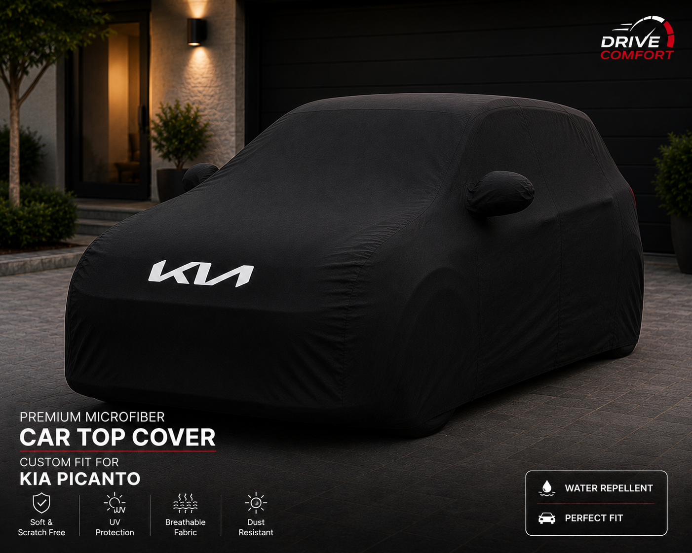 Kia Picanto Microfiber Top Cover with Kia Logo – Premium Inner & Outer Protection