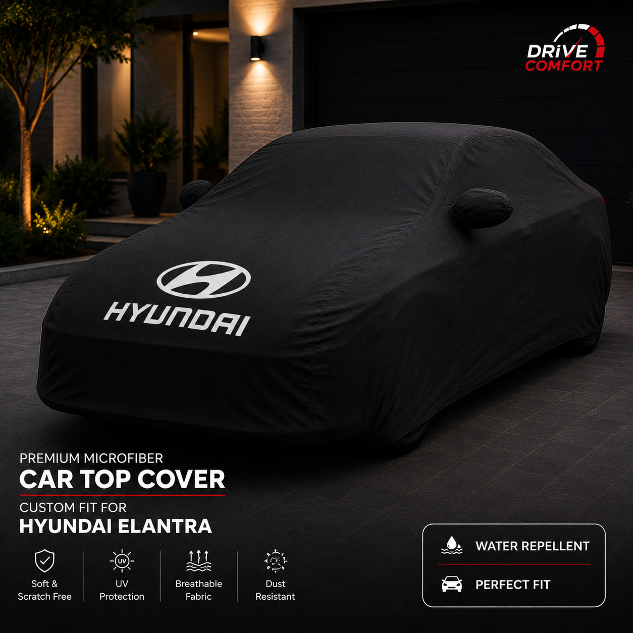 Hyundai Elantra Microfiber Top Cover with Hyundai Logo – Premium Inner & Outer Protection