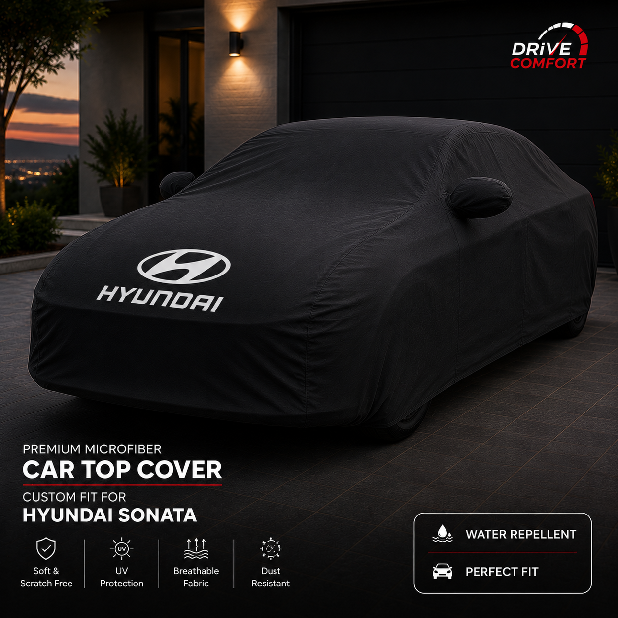 Hyundai Sonata Microfiber Top Cover with Hyundai Logo – Premium Inner & Outer Protection