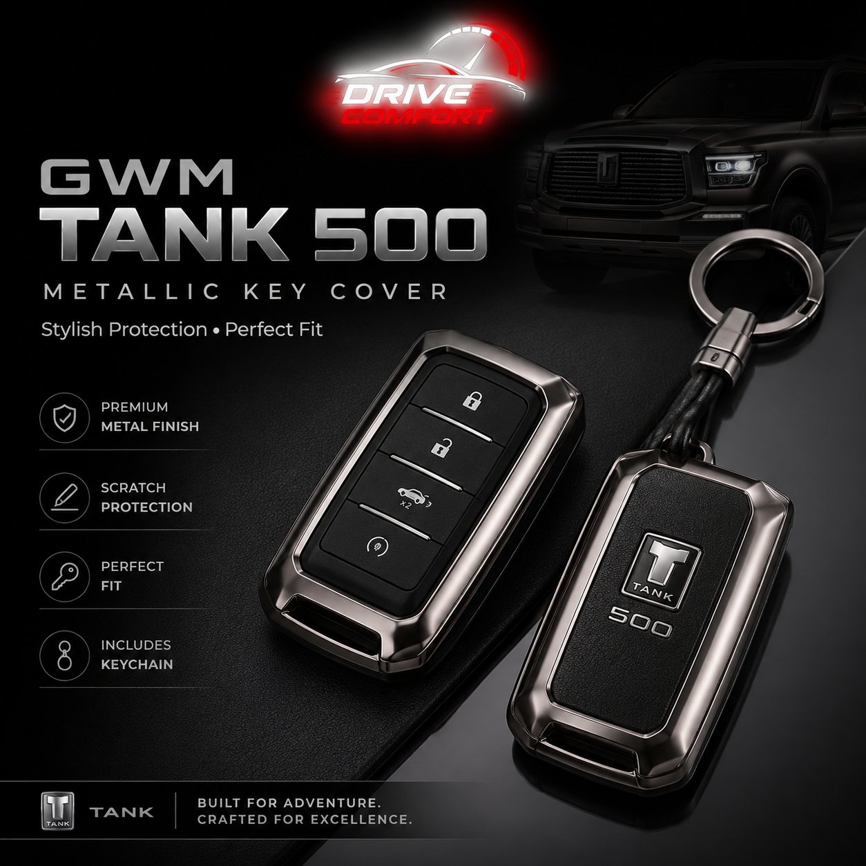 GWM Tank 500 Metallic Casing Key Cover – Best Protection