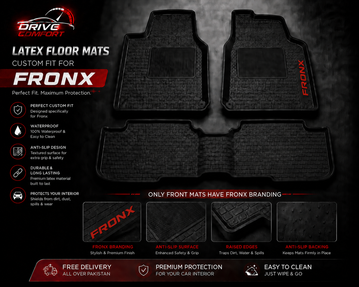 Suzuki Fronx Custom-Fit Latex Floor Mats – Black