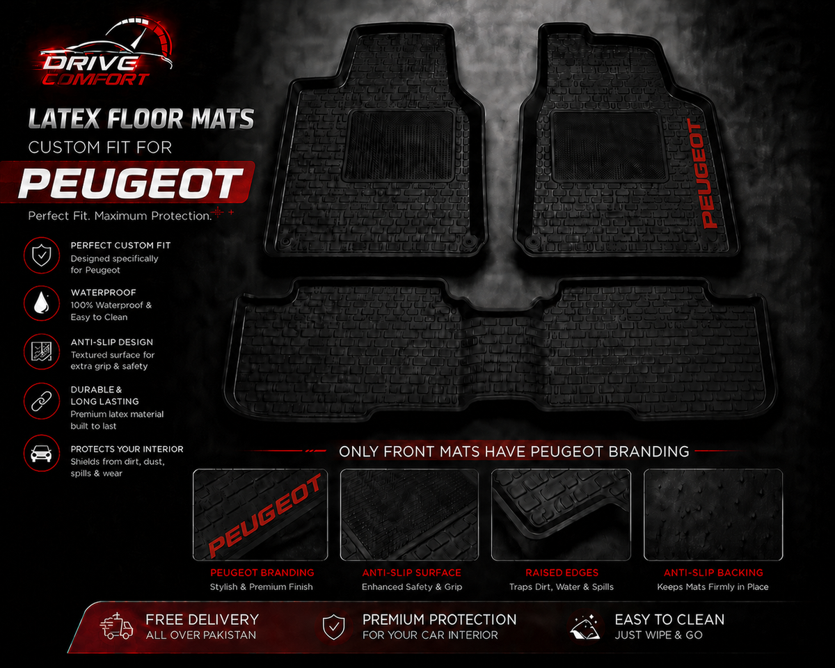 Peugeot 2008 Custom-Fit Latex Floor Mats – Black