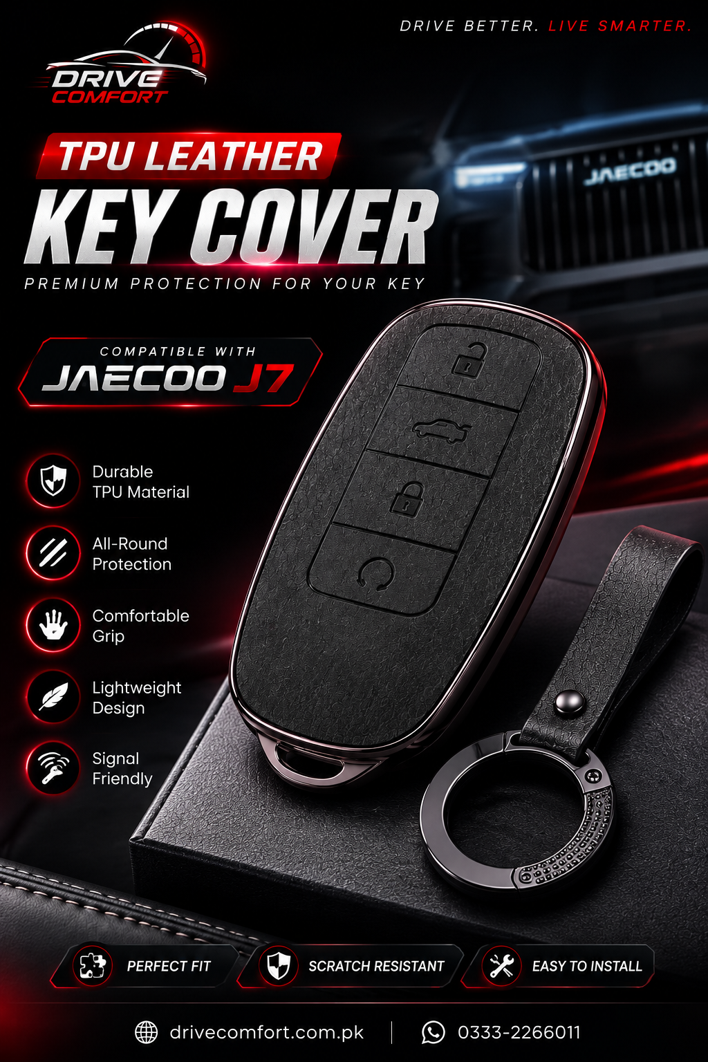 Jaecoo J7 TPU Leather Key Cover – Premium Protection Case