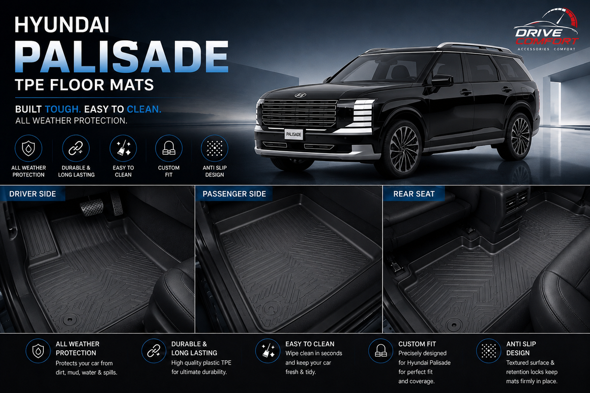 Hyundai Palisade Premium TPE Floor Mats Custom Fit All Weather Car Mats