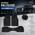 Hyundai Palisade PVC Rubber Floor Mats Black Washable 3 Piece Set