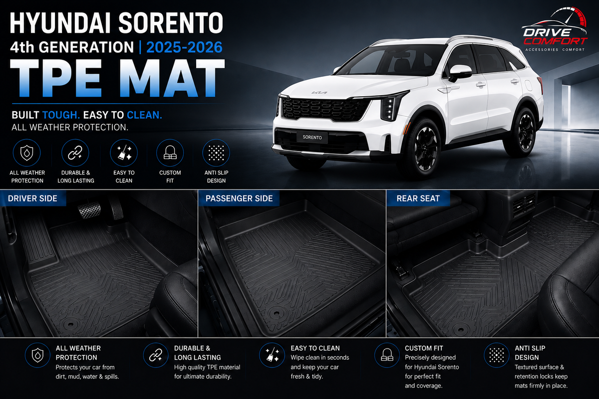Kia Sorento 4th Gen Premium TPE Floor Mats 7 seater Custom Fit All Weather Car Mats