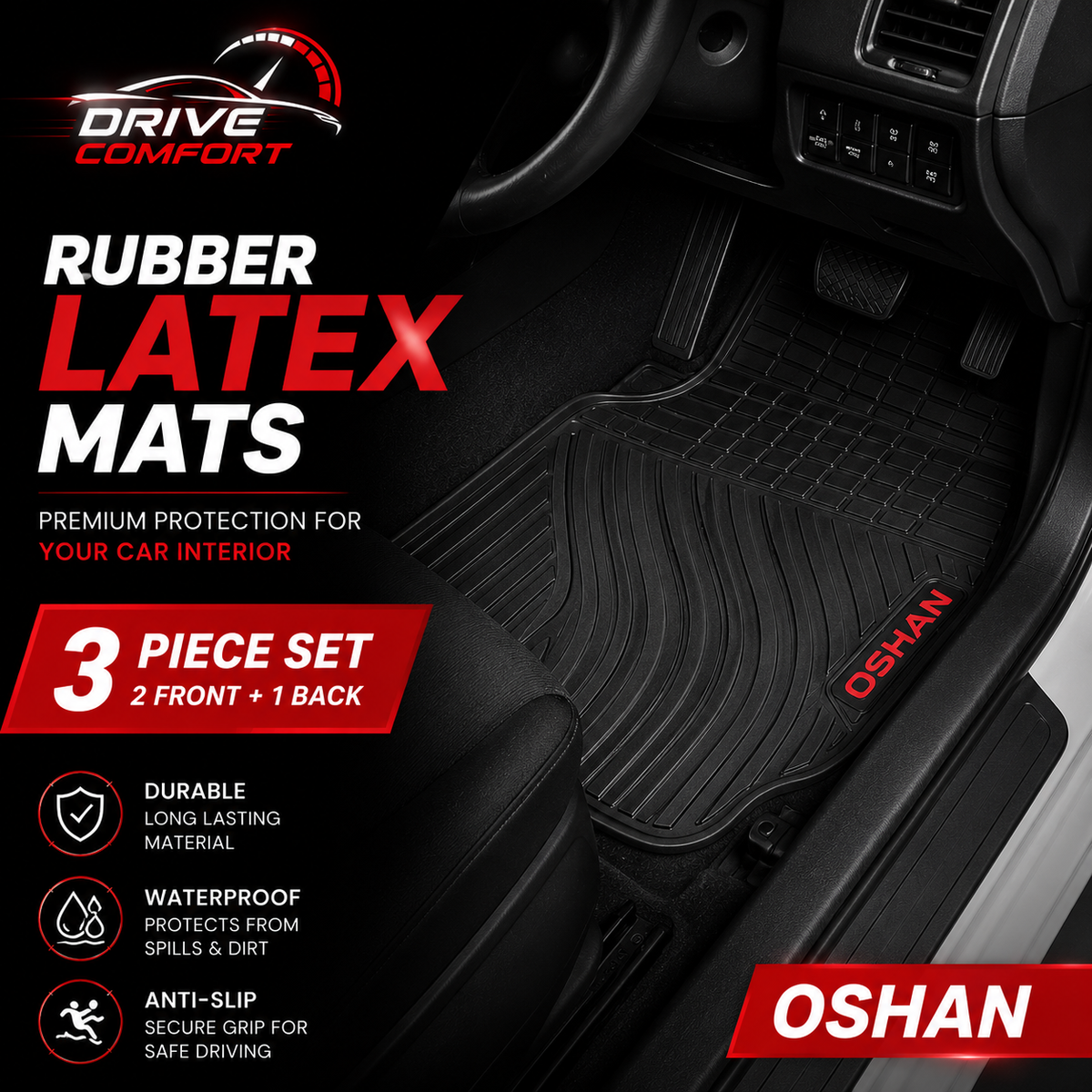 Changan Oshan X7 Custom-Fit Latex Floor Mats – Black