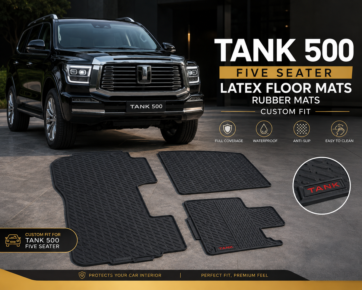GWM Tank 500 Custom-Fit Latex Floor Mats 5 Seater – Black