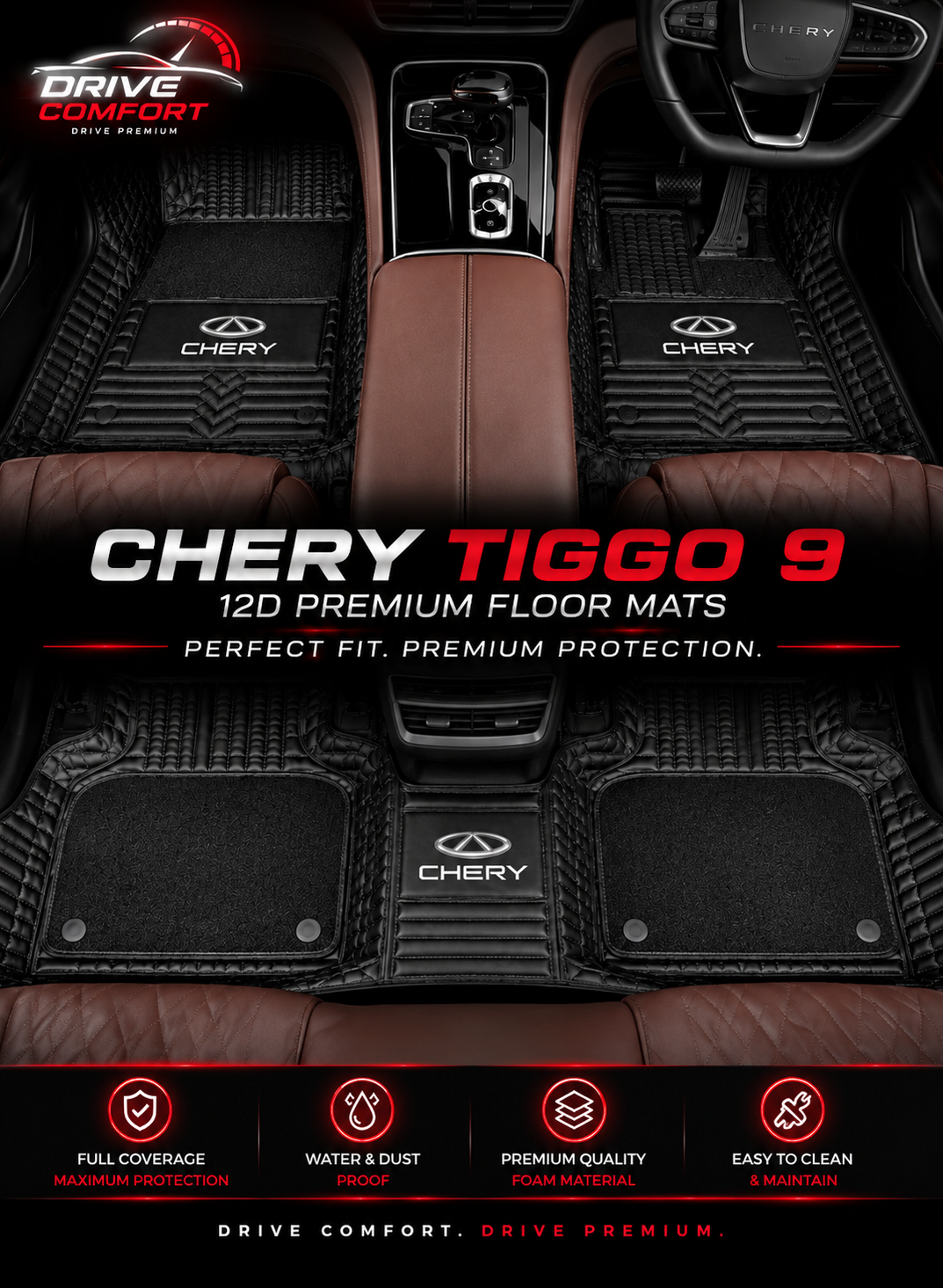 Chery Tiggo 9 12D Floor Mats – Premium Custom Fit Car Mats