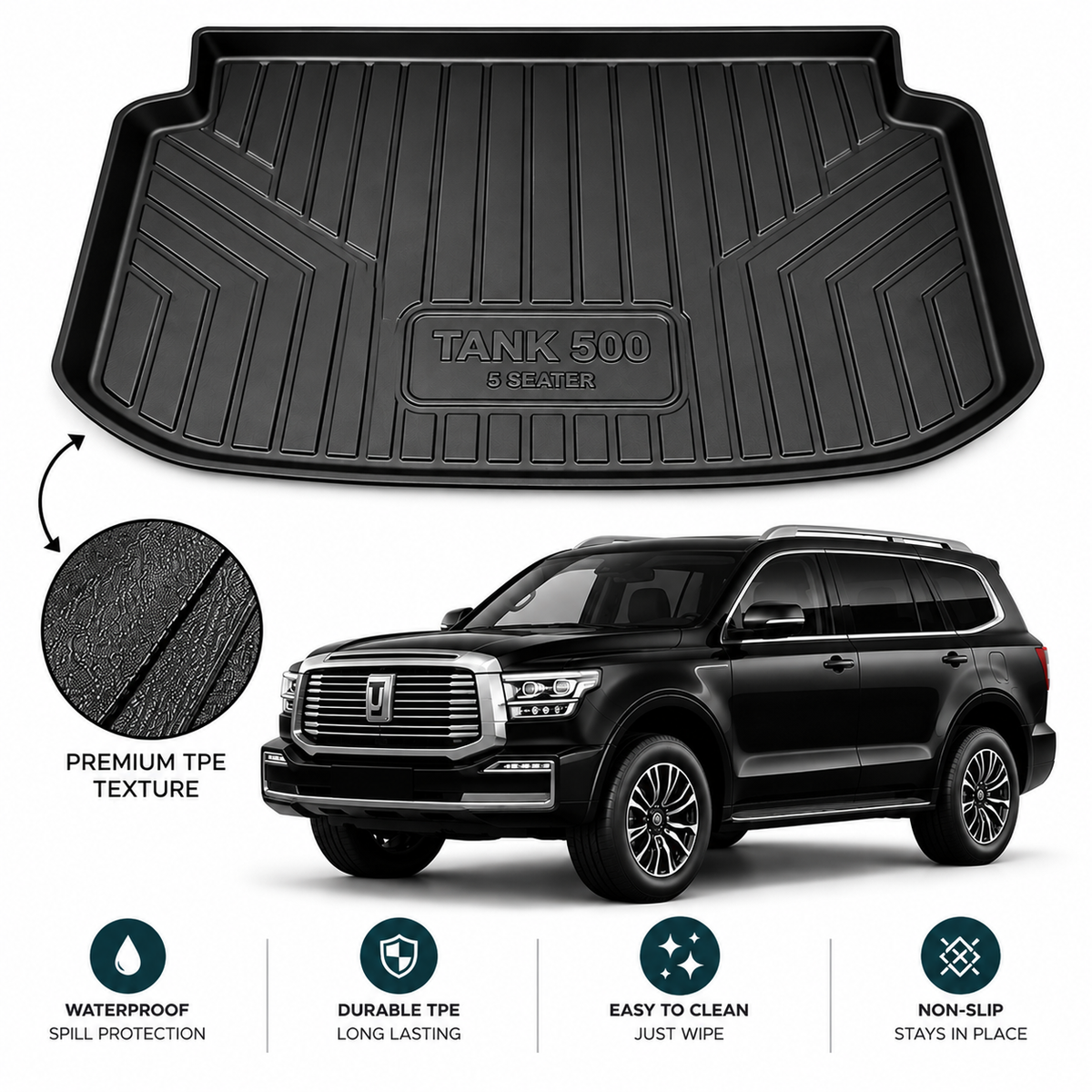 GWM Tank 500 TPE Trunk Mat Custom Fit Boot Liner