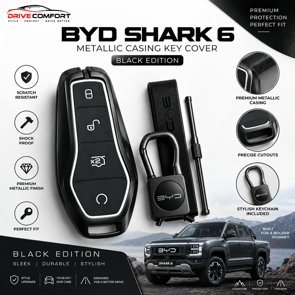 BYD Shark 6 Metallic Casing Key Cover – Black Edition