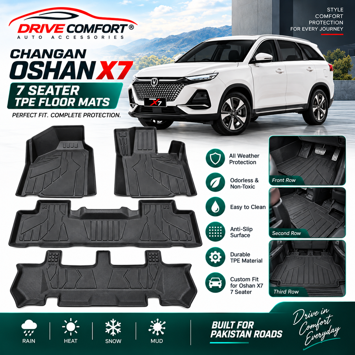 Changan Oshan X7 TPE Floor Mats 7 Seater – Custom Fit