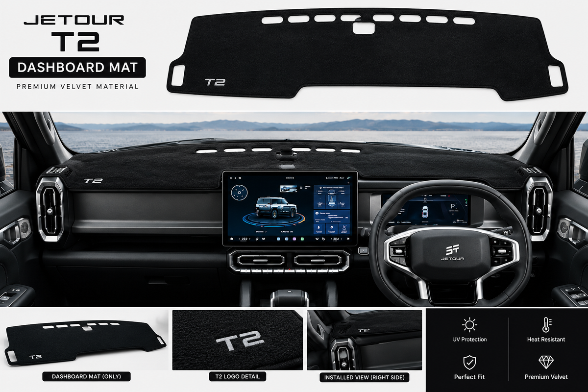 Jetour T2 Dashboard Mat – Soft Velvet Fabric Sun Protection Cover