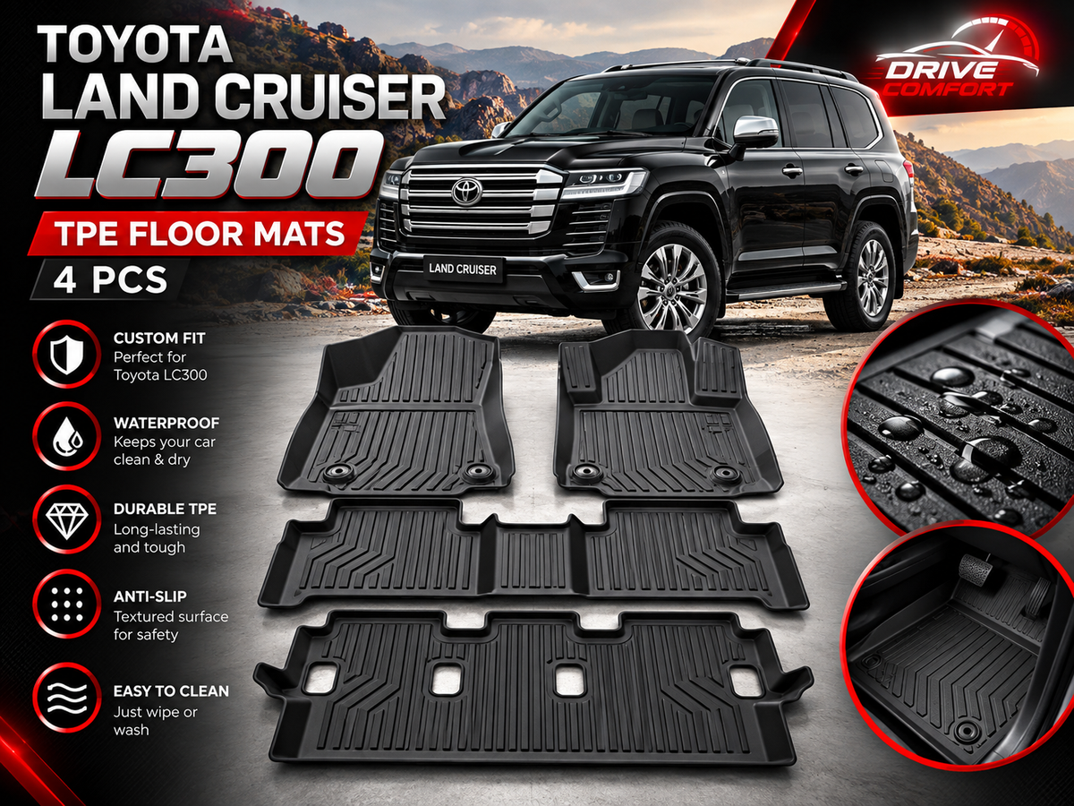 Toyota Land Cruiser LC300 (2022+) Premium TPE Floor Mats 7 Seater Custom Fit All Weather Car Mats