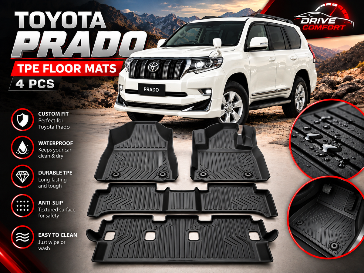 Toyota Prado J150 (2009–2023) Premium TPE Floor Mats 7 Seater Custom Fit All Weather Car Mats