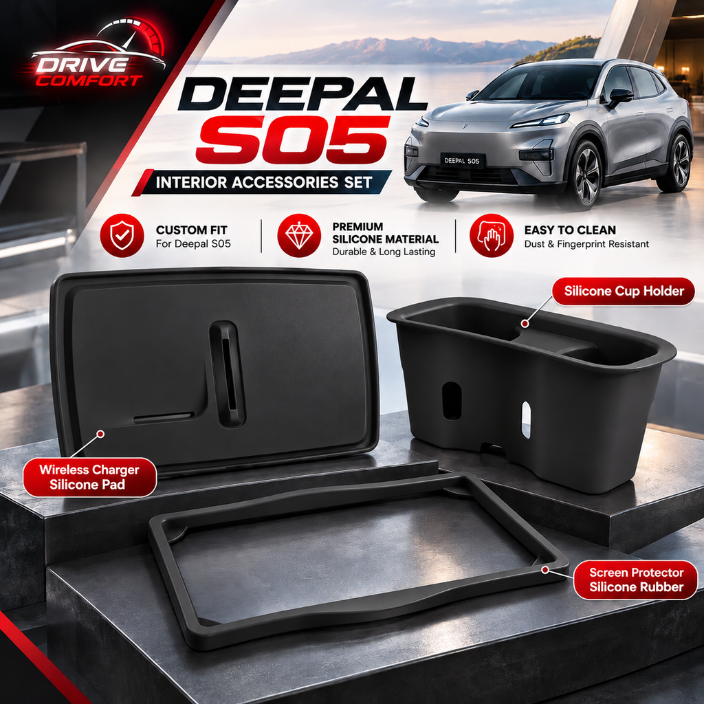 Deepal S05 Orange Silicone Interior Kit – 3-in-1 Bundle (Cup Holder + Wireless Charging Pad + Screen Cover)
