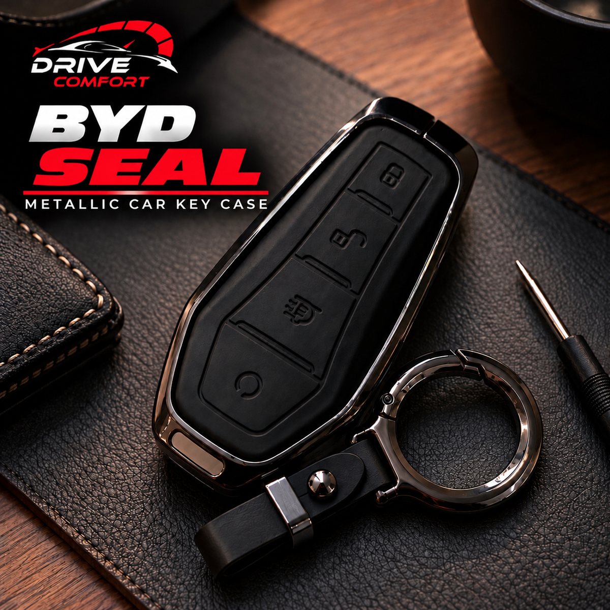 BYD Seal Premium Leather Metal Key Cover – Premium Protection Case
