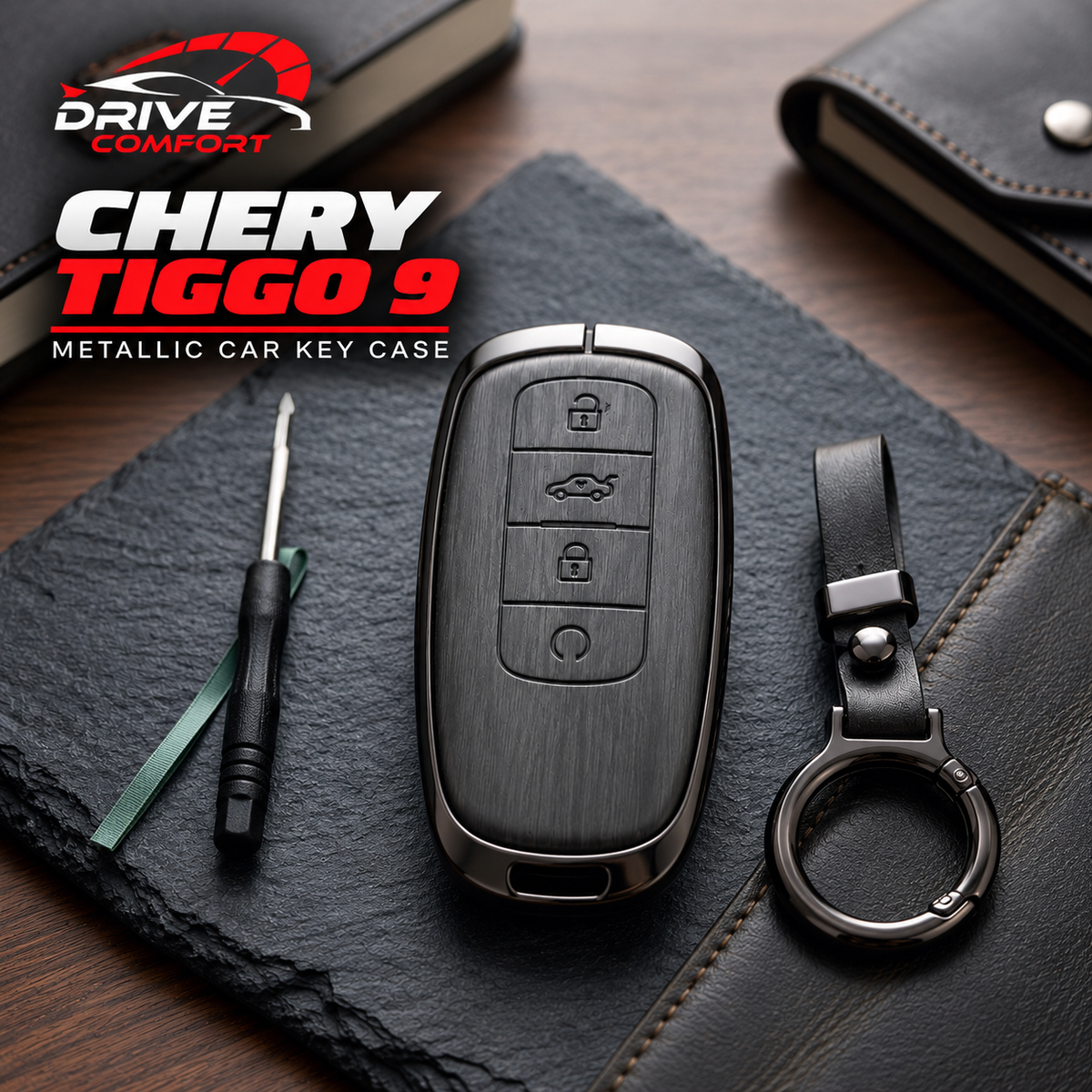 Chery Tiggo 9 Premium Leather Metal Key Cover – Premium Protection Case
