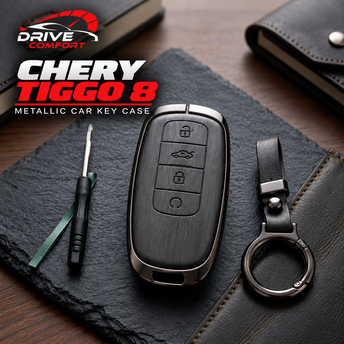 Chery Tiggo 8 Premium Leather Metal Key Cover – Premium Protection Case
