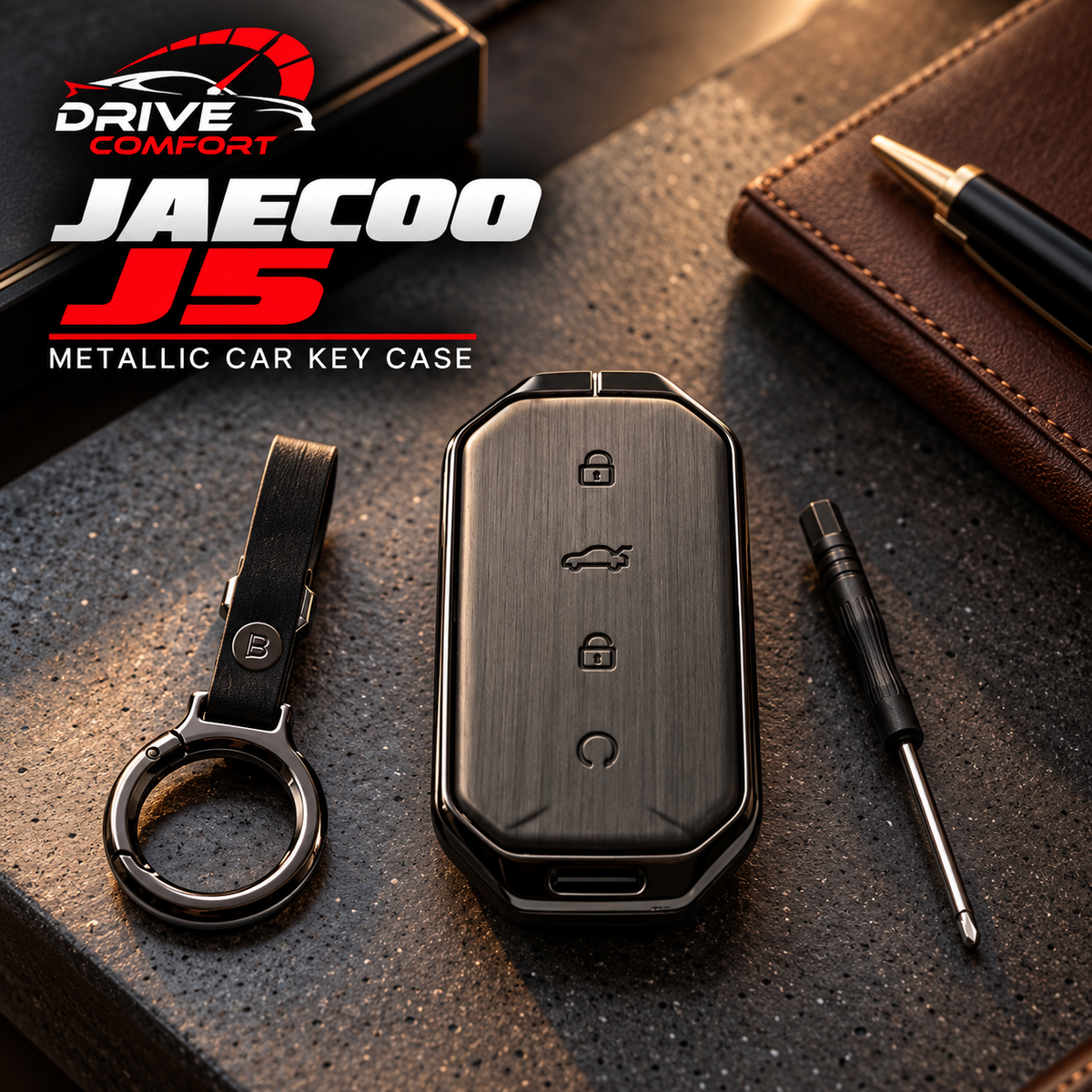 Jaecoo J5 Premium Leather Metal Key Cover – Premium Protection Case